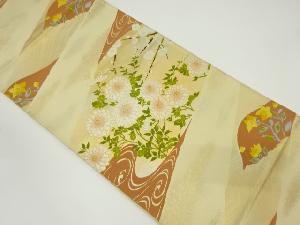 リサイクル　流水に枝梅・菊模様織り出し袋帯